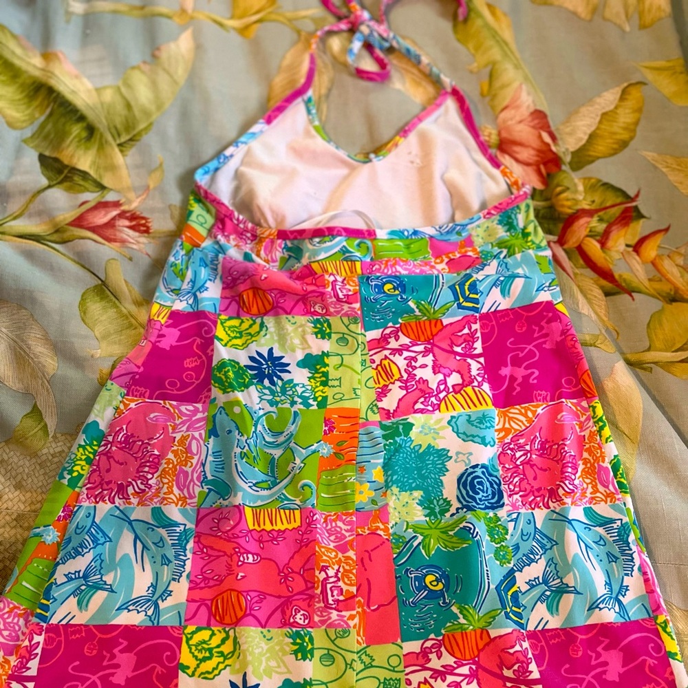 Lilly Pulitzer Girls size M 10-12 Swimsuit coverup halter Stretchy built in bra